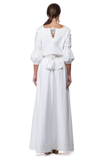 Long white dress in white and ivory WDR-0003